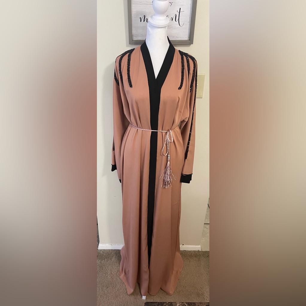 Abaya Drees Women’s Black Trim Decor Kimono Coverup From U.A.E Size 58. New
